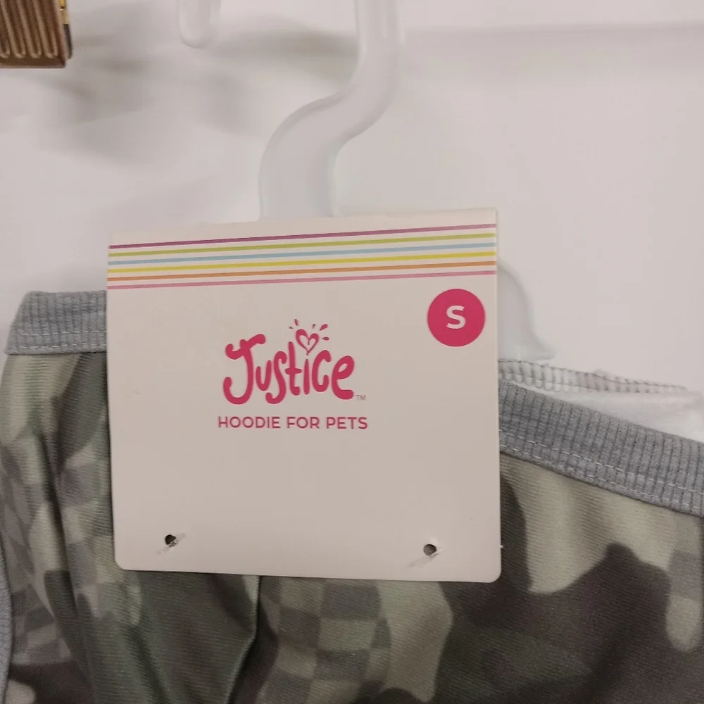 JUSTICE Small Dog Puppy Hoody Sweat Shirt Camouflage  Green & Gray NEW